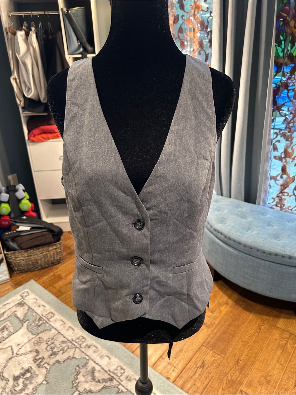 Women's Gray Tailored Dress Vest - Classic Button Front